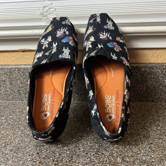 BOBS from Skechers Memory Foam Dogs Sports Black Canvas Slip On Shoe Womens Sz 7 - Picture 4 of 11